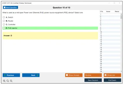 CWNP CWT-100 Certified Wireless Technician Practice test exam simulator test engine exam Prep practice test questions answers Image 10