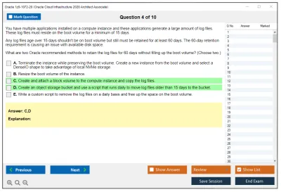 Oracle 1z0-1072-20 Oracle Cloud Infrastructure 2020 Architect Associate Practice test exam simulator test engine exam Prep practice test questions answers Image 4
