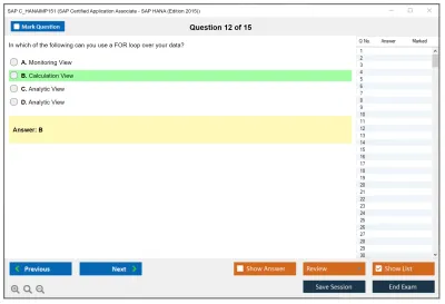 SAP C_HANAIMP151 SAP Certified Application Associate - SAP HANA (Edition 2015) Practice test exam simulator test engine exam Prep practice test questions answers Image 12