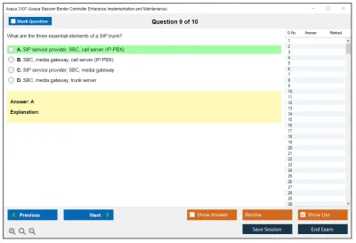 Avaya 3107 Avaya Session Border Controller Enterprise Implementation and Maintenance Practice test exam simulator test engine exam Prep practice test questions answers Image 9