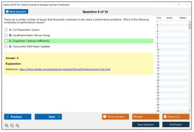 Adobe AD0-E102 Adobe Experience Manager Business Practitioner Practice test exam simulator test engine exam Prep practice test questions answers Image 8