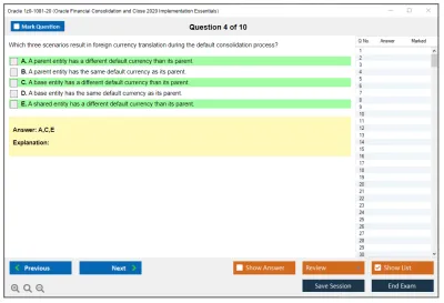 Oracle 1z0-1081-20 Oracle Financial Consolidation and Close 2020 Implementation Essentials Practice test exam simulator test engine exam Prep practice test questions answers Image 4