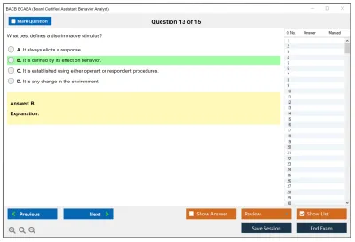 BACB BCABA Board Certified Assistant Behavior Analyst Practice test exam simulator test engine exam Prep practice test questions answers Image 13