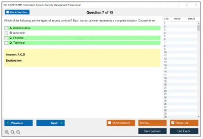 ISC2 CISSP-ISSMP Information Systems Security Management Professional Practice test exam simulator test engine exam Prep practice test questions answers Image 7
