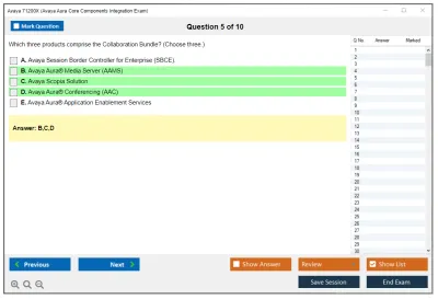 Avaya 71200X Avaya Aura Core Components Integration Exam Practice test exam simulator test engine exam Prep practice test questions answers Image 5
