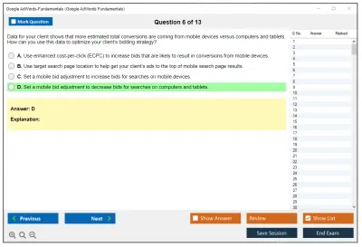 Google AdWords-Fundamentals Google AdWords Fundamentals Practice test exam simulator test engine exam Prep practice test questions answers Image 6
