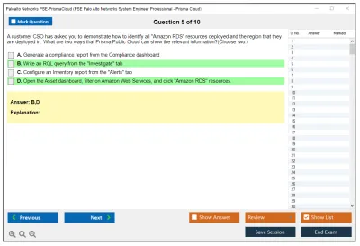 Palo Alto Networks PSE-PrismaCloud PSE Palo Alto Networks System Engineer Professional - Prisma Cloud Practice test exam simulator test engine exam Prep practice test questions answers Image 5