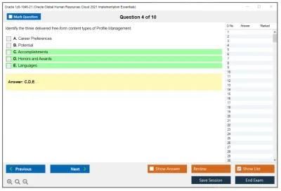 Oracle 1z0-1046-21 Oracle Global Human Resources Cloud 2021 Implementation Essentials Practice test exam simulator test engine exam Prep practice test questions answers Image 4
