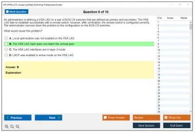 HP HPE6-A73 Aruba Certified Switching Professional Exam Practice test exam simulator test engine exam Prep practice test questions answers Image 6