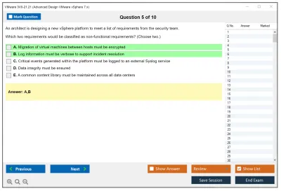 VMware 3V0-21.21 Advanced Design VMware vSphere 7.x Practice test exam simulator test engine exam Prep practice test questions answers Image 5