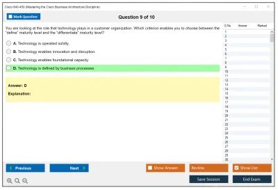 Cisco 840-450 Mastering the Cisco Business Architecture Discipline Practice test exam simulator test engine exam Prep practice test questions answers Image 9