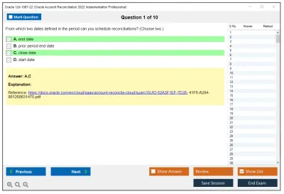 Oracle 1z0-1087-22 Oracle Account Reconciliation 2022 Implementation Professional Practice test exam simulator test engine exam Prep practice test questions answers Image 1