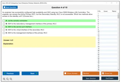 Cisco 300-425 Designing Cisco Enterprise Wireless Networks (ENWLSD) Practice test exam simulator test engine exam Prep practice test questions answers Image 4