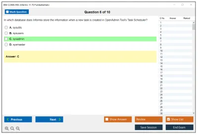 IBM C2090-558 Informix 11.70 Fundamentals Practice test exam simulator test engine exam Prep practice test questions answers Image 6