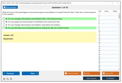 SAP C_S4FCF_2021 SAP Certified Application AssociateCentral Finance in SAP S/4HANA (SAP S/4HANA 2021) Practice test exam simulator test engine exam Prep practice test questions answers Image 1