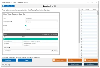 Fortinet NSE5_FCT-7.0 NSE5_FCT-7.0 NSE 5 - FortiClient EMS 7.0 Practice test exam simulator test engine exam Prep practice test questions answers Image 3