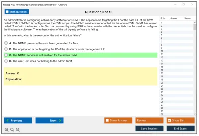 Netapp NS0-160 NetApp Certified Data Administrator - ONTAP Practice test exam simulator test engine exam Prep practice test questions answers Image 10