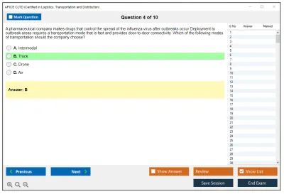 APICS CLTD Certified in Logistics, Transportation and Distribution Practice test exam simulator test engine exam Prep practice test questions answers Image 4