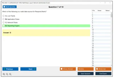 RSA 050-11-CARSANWLN01 RSA NetWitness Logs & Network Administrator Exam Practice test exam simulator test engine exam Prep practice test questions answers Image 7