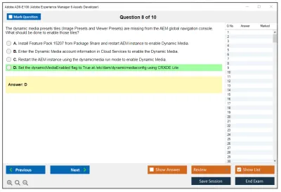 Adobe AD0-E100 Adobe Experience Manager 6 Assets Developer Practice test exam simulator test engine exam Prep practice test questions answers Image 8
