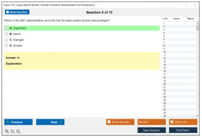 Avaya 3107 Avaya Session Border Controller Enterprise Implementation and Maintenance Practice test exam simulator test engine exam Prep practice test questions answers Image 8