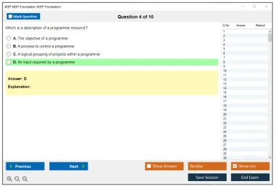 MSP MSP-Foundation MSP Foundation Exam (5thEdition) Practice test exam simulator test engine exam Prep practice test questions answers Image 4