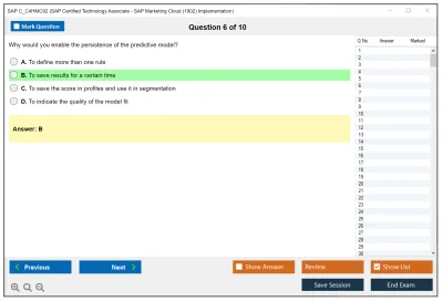 SAP C_C4HMC92 SAP Certified Technology Associate - SAP Marketing Cloud (1902) Implementation Practice test exam simulator test engine exam Prep practice test questions answers Image 6