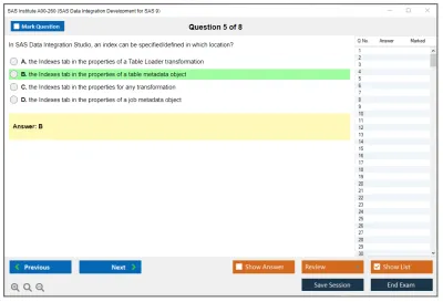 SAS Institute A00-260 SAS Data Integration Development Practice test exam simulator test engine exam Prep practice test questions answers Image 5