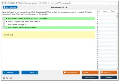 SAP E_S4HCON2022 SAP Certified Technology Specialist - SAP S/4HANA Conversion and SAP System Upgrade Practice test exam simulator test engine exam Prep practice test questions answers Image 4