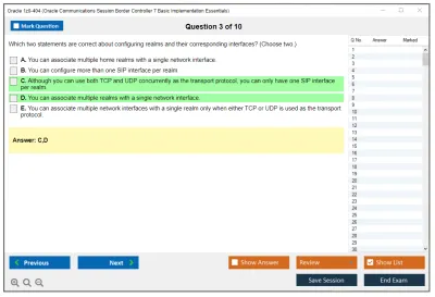 Oracle 1z0-404 Oracle Communications Session Border Controller 7 Basic Implementation Essentials Practice test exam simulator test engine exam Prep practice test questions answers Image 3
