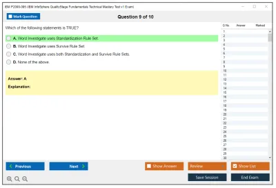 IBM P2090-095 IBM InfoSphere QualityStage Fundamentals Technical Mastery Test v1 Exam Practice test exam simulator test engine exam Prep practice test questions answers Image 9
