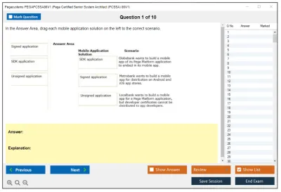 Pegasystems PEGAPCSSA86V1 Pega Certified Senior System Architect (PCSSA) 86V1 Practice test exam simulator test engine exam Prep practice test questions answers Image 1