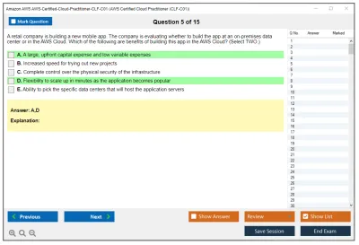 Amazon AWS AWS-Certified-Cloud-Practitioner-CLF-C01 AWS Certified Cloud Practitioner Practice test exam simulator test engine exam Prep practice test questions answers Image 5