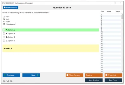 CIW 1D0-61B Site Development Associate Practice test exam simulator test engine exam Prep practice test questions answers Image 10