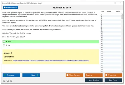 Microsoft MB-220 Microsoft Dynamics 365 Customer Insights (Journeys) Functional Consultant Practice test exam simulator test engine exam Prep practice test questions answers Image 10