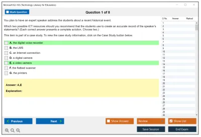 Microsoft 62-193 Technology Literacy for Educators Practice test exam simulator test engine exam Prep practice test questions answers Image 1