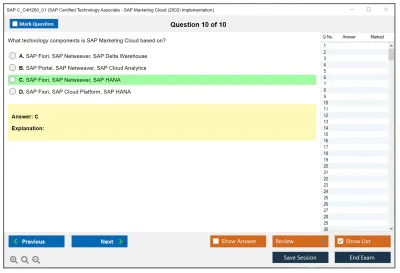 SAP C_C4H260_01 SAP Certified Technology - SAP Marketing Cloud (2002) Implementation Practice test exam simulator test engine exam Prep practice test questions answers Image 10