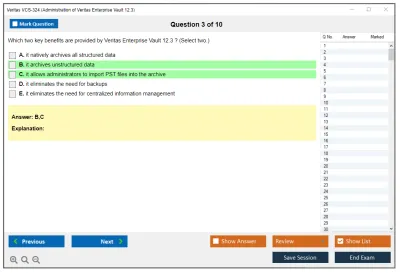 Veritas VCS-324 Administration of Veritas Enterprise Vault 12.3 Practice test exam simulator test engine exam Prep practice test questions answers Image 3