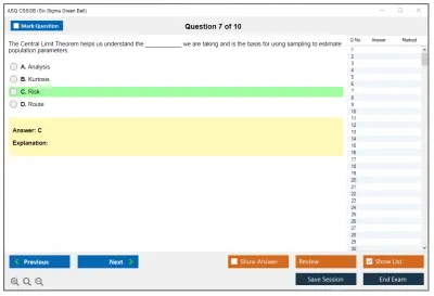 ASQ CSSGB Six Sigma Green Belt Practice test exam simulator test engine exam Prep practice test questions answers Image 7