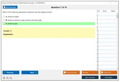 Huawei H35-560 HCIA-LTE-RNP&RNO V1.0 Practice test exam simulator test engine exam Prep practice test questions answers Image 7
