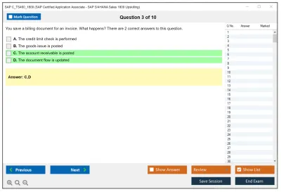 SAP C_TS460_1809 SAP Certified Application Associate - SAP S/4HANA Sales 1809 Upskilling Practice test exam simulator test engine exam Prep practice test questions answers Image 3