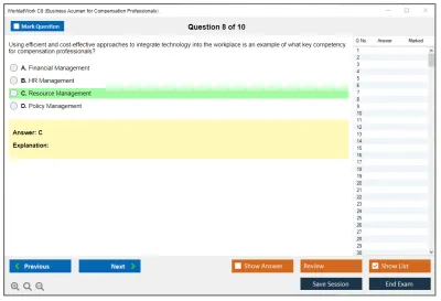 WorldatWork C8 Business Acumen for Compensation Professional Practice test exam simulator test engine exam Prep practice test questions answers Image 8