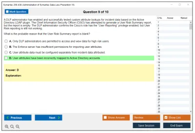 Symantec 250-438 Administration of Symantec Data Loss Prevention 15 Practice test exam simulator test engine exam Prep practice test questions answers Image 9