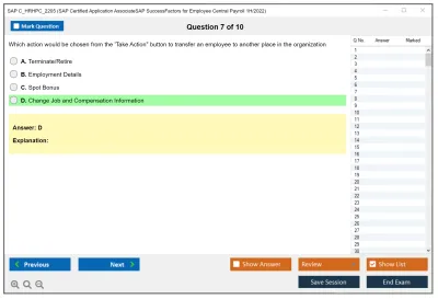 SAP C_HRHPC_2205 SAP Certified Application AssociateSAP SuccessFactors for Employee Central Payroll 1H/2022 Practice test exam simulator test engine exam Prep practice test questions answers Image 7