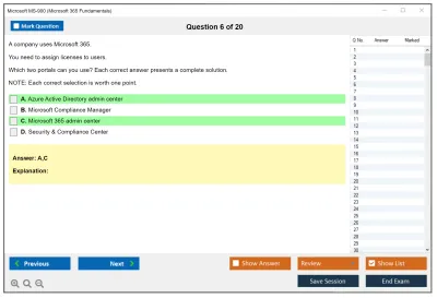 Microsoft MS-900 Microsoft 365 Fundamentals Practice test exam simulator test engine exam Prep practice test questions answers Image 6