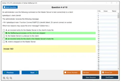 Veritas VCS-276 Administration of Veritas NetBackup 8.0 Practice test exam simulator test engine exam Prep practice test questions answers Image 4