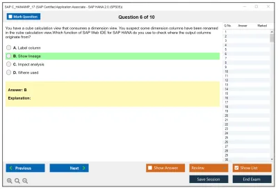 SAP C_HANAIMP_17 SAP Certified Application Associate - SAP HANA 2.0 (SPS05) Practice test exam simulator test engine exam Prep practice test questions answers Image 6