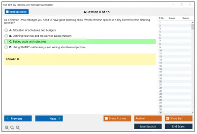 SDI SD0-302 Service Desk Manager Qualification Practice test exam simulator test engine exam Prep practice test questions answers Image 8