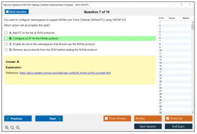 Network Appliance NS0-520 NetApp Certified Implementation Engineer - SAN Specialist ONTAP Practice test exam simulator test engine exam Prep practice test questions answers Image 7