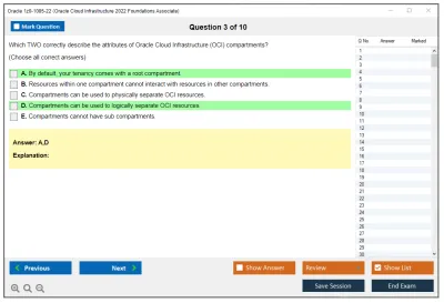 Oracle 1z0-1085-22 Oracle Cloud Infrastructure 2022 Foundations Associate Practice test exam simulator test engine exam Prep practice test questions answers Image 3